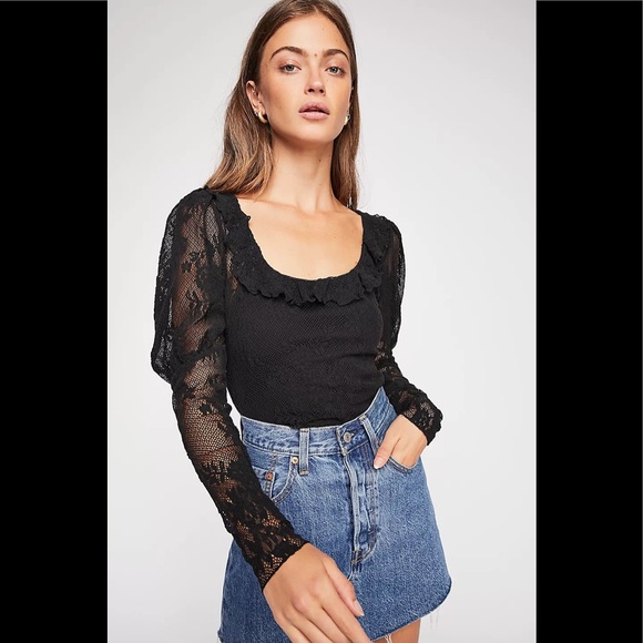 NWT Free People Femme Fatale Long Sleeve Lace Top - Picture 3 of 10